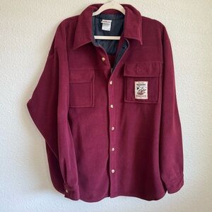 VTG 90s Disney Store Mickey Goofy Outdoors Fleece Red Button Down Shacket Soft